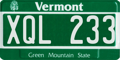 VT license plate XQL233