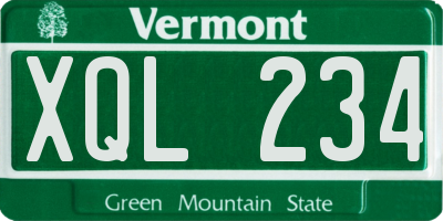 VT license plate XQL234