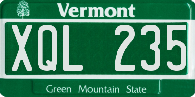 VT license plate XQL235