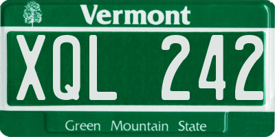 VT license plate XQL242