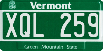 VT license plate XQL259
