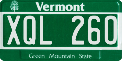 VT license plate XQL260