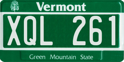 VT license plate XQL261