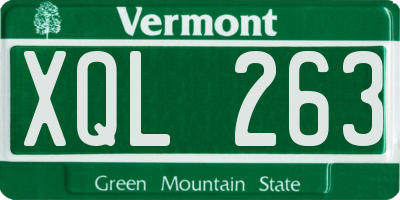 VT license plate XQL263