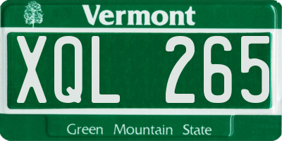 VT license plate XQL265