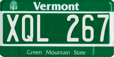 VT license plate XQL267