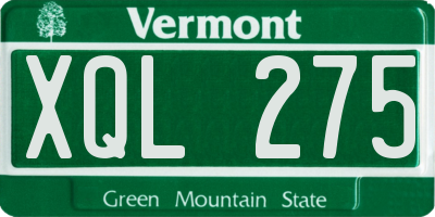 VT license plate XQL275