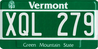 VT license plate XQL279