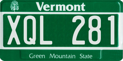 VT license plate XQL281