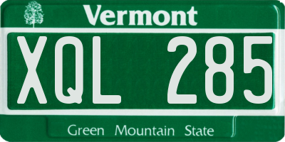 VT license plate XQL285