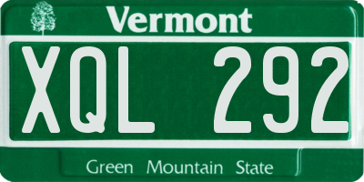 VT license plate XQL292