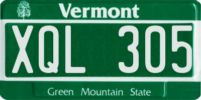 VT license plate XQL305