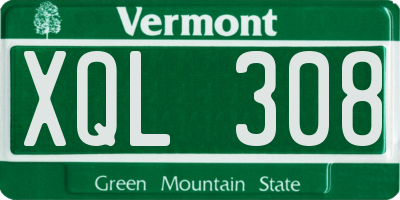 VT license plate XQL308