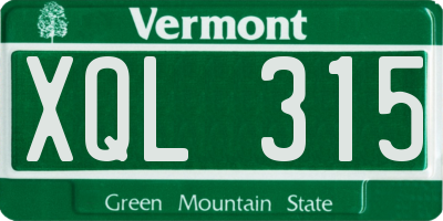 VT license plate XQL315