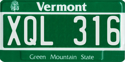 VT license plate XQL316