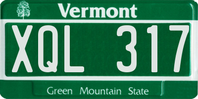 VT license plate XQL317