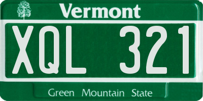 VT license plate XQL321