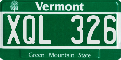 VT license plate XQL326