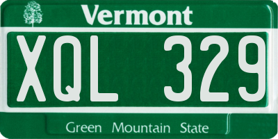 VT license plate XQL329