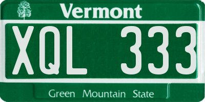 VT license plate XQL333