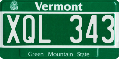 VT license plate XQL343