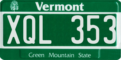 VT license plate XQL353