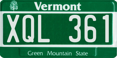 VT license plate XQL361