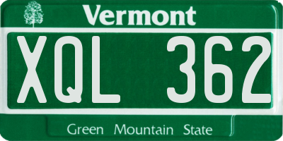 VT license plate XQL362