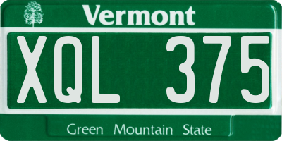 VT license plate XQL375