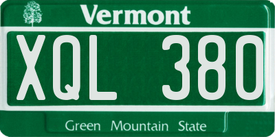 VT license plate XQL380