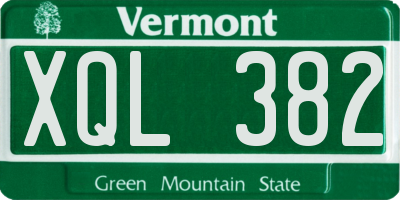 VT license plate XQL382
