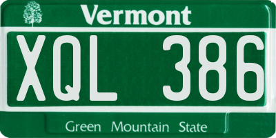 VT license plate XQL386