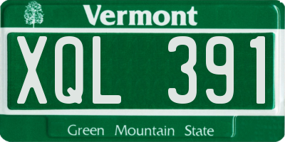 VT license plate XQL391
