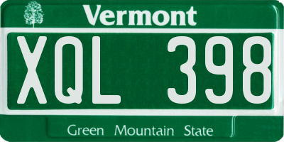 VT license plate XQL398