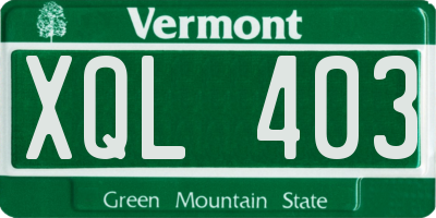 VT license plate XQL403