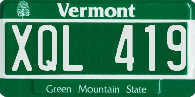 VT license plate XQL419