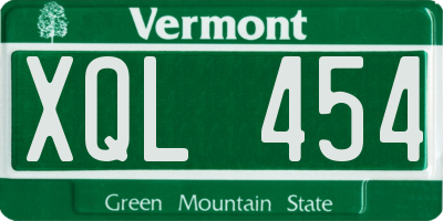 VT license plate XQL454