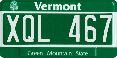 VT license plate XQL467