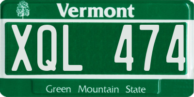 VT license plate XQL474