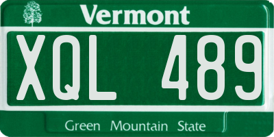VT license plate XQL489