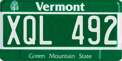 VT license plate XQL492