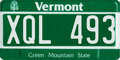 VT license plate XQL493