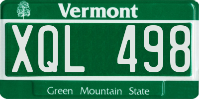 VT license plate XQL498