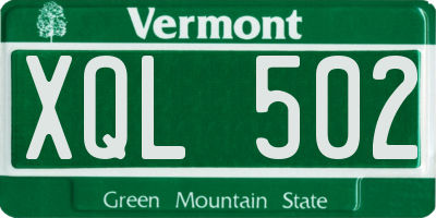 VT license plate XQL502