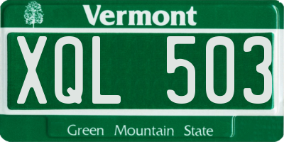 VT license plate XQL503