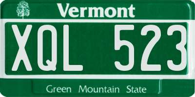 VT license plate XQL523