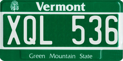 VT license plate XQL536