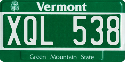 VT license plate XQL538