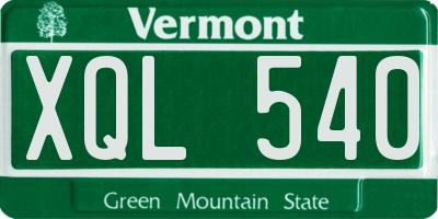VT license plate XQL540