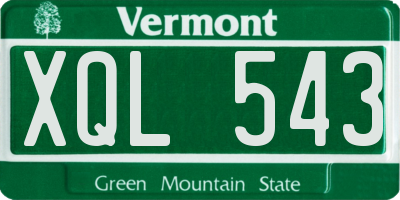 VT license plate XQL543